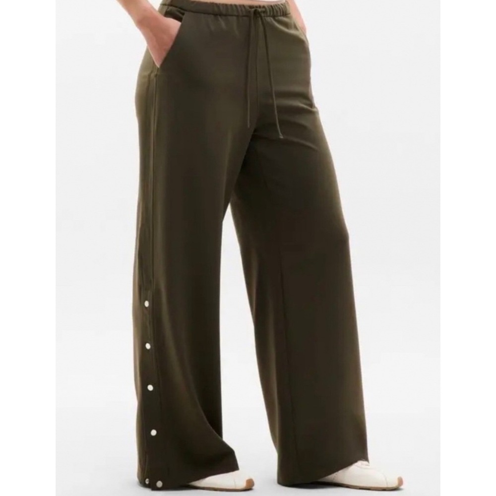 Athleta MVP Snap Pant Womens XL Olive Green Excellent Wide Leg 767531-03